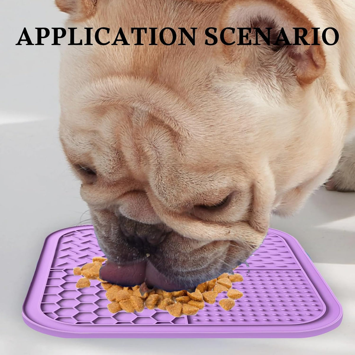 Lick Mat for Dogs & Cats (2 Pack) with Suction Cups, Anxiety Relief, Dog Toys for Bathing & Grooming, Comes with Silicone Scraper, Peanut Butter Licking Pad for Dogs and Cats (Purple and Lake Blue)