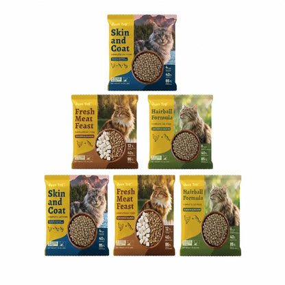 JUST TRY Hairball Formula Dry Cat Food, 40% Protein, Chicken & Salmon Flavor, Hairball Control, Digestive Health Support, with Cat Grass, Pumpkin, Taurine, Psyllium Husk & Cranberry, Grain Free Cat Food, 5Lb. #Sohochic