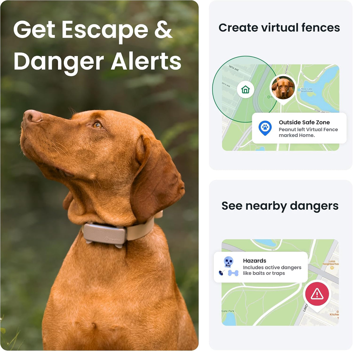 GPS Dog Tracker | 2025 Edition | Market Leader | Real-Time Location Tracking | Escape Alerts | Activity Monitoring | Health Alerts | Bark Monitoring (Brown)