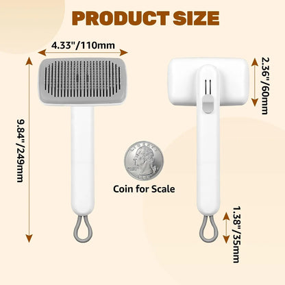 Dog & Cat Self-Cleaning Deshedding Slicker Comb - Universal 1-Click Release Brush for Shed Control, Easy Clean, No Hair Picking