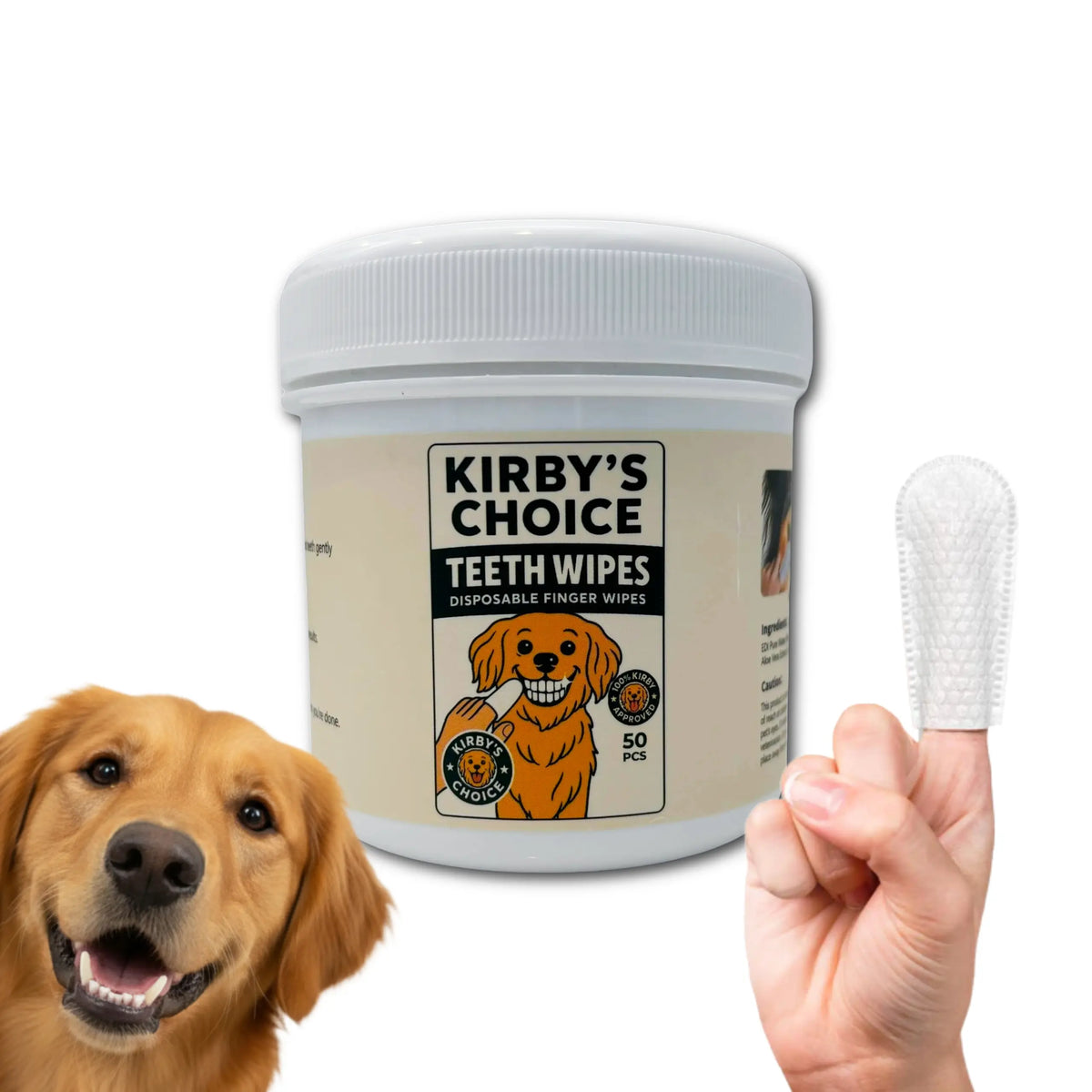 Kirby’S Choice Dog & Cat Teeth Cleaning Wipes 50 Ct – Finger Wipes for Pets – Gentle Oral Care for Fresh Breath, Plaque & Tartar Control – Safe, Easy Dental Grooming Wipes