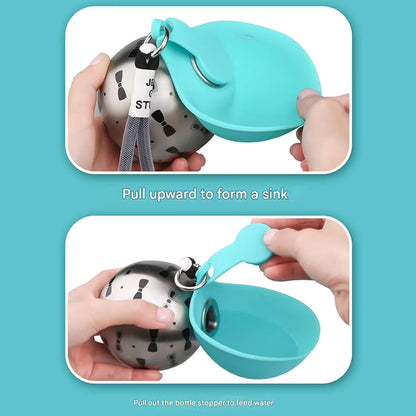 2026 New Portable Dog Water Bottle, 10Oz Leak-Proof Stainless Steel Water Bottle with Silicone Bowl, Compact Travel Water Dispenser for Puppy Walking & Outdoor Travel