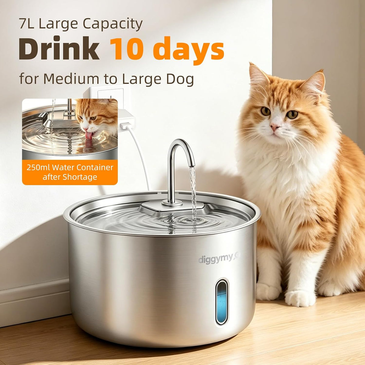 7L Dog Water Fountain 2026 Upgraded with Long-Lasting Pump, 3-Filters