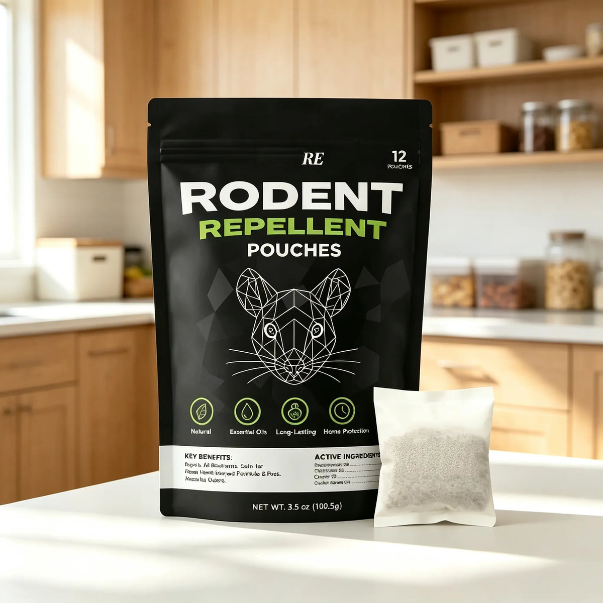 Rodent Repellent Pouches (12 Pouches) – Natural Rodent Repellent with Peppermint & Cinnamon Oils, Kids and Pets Safe Rodent Repellent, Long Lasting Rodent Control