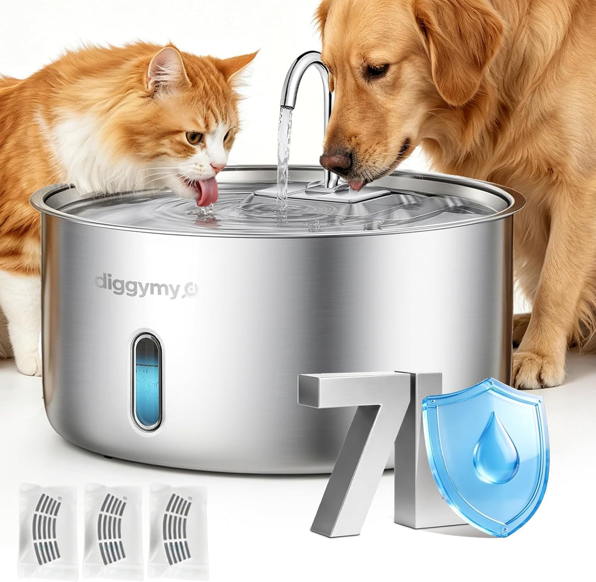7L Dog Water Fountain 2026 Upgraded with Long-Lasting Pump, 3-Filters