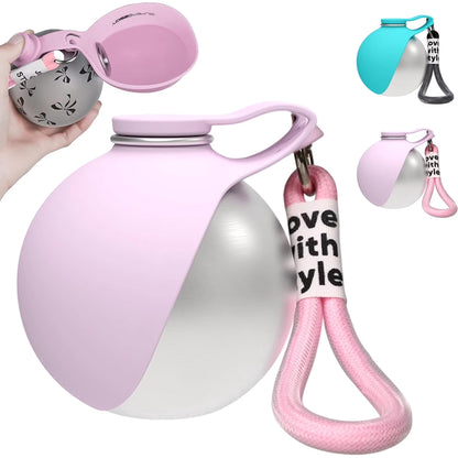 2026 New Portable Dog Water Bottle, 10Oz Leak-Proof Stainless Steel Water Bottle with Silicone Bowl, Compact Travel Water Dispenser for Puppy Walking & Outdoor Travel