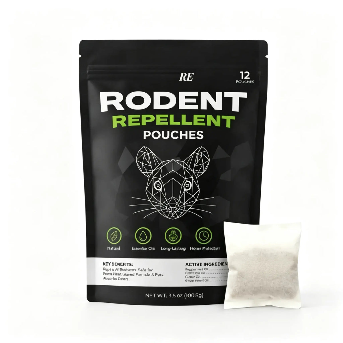 Rodent Repellent Pouches (12 Pouches) – Natural Rodent Repellent with Peppermint & Cinnamon Oils, Kids and Pets Safe Rodent Repellent, Long Lasting Rodent Control