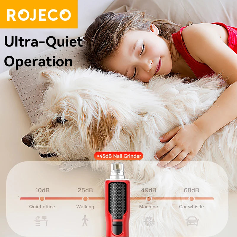 Pet Electric Nail Grinder Rechargeable Dog Paw Grooming Nail Clipper LED Light 7 Speeds Adjustable Cat Claw Nail Grinder