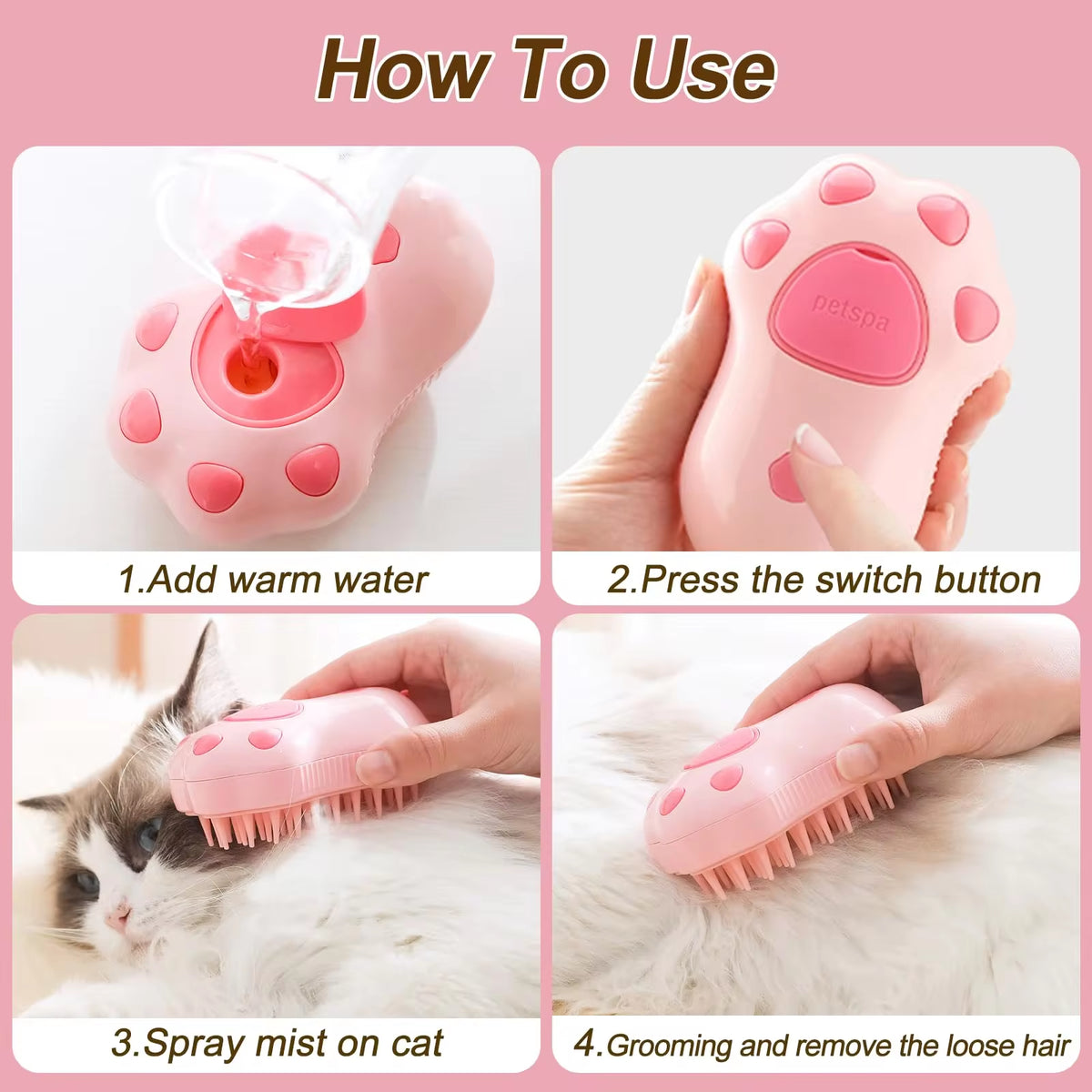3 in 1 Pet Brush Cat Steam Brush Comb Dog Brush Electric Spray Cat Hair Brushes