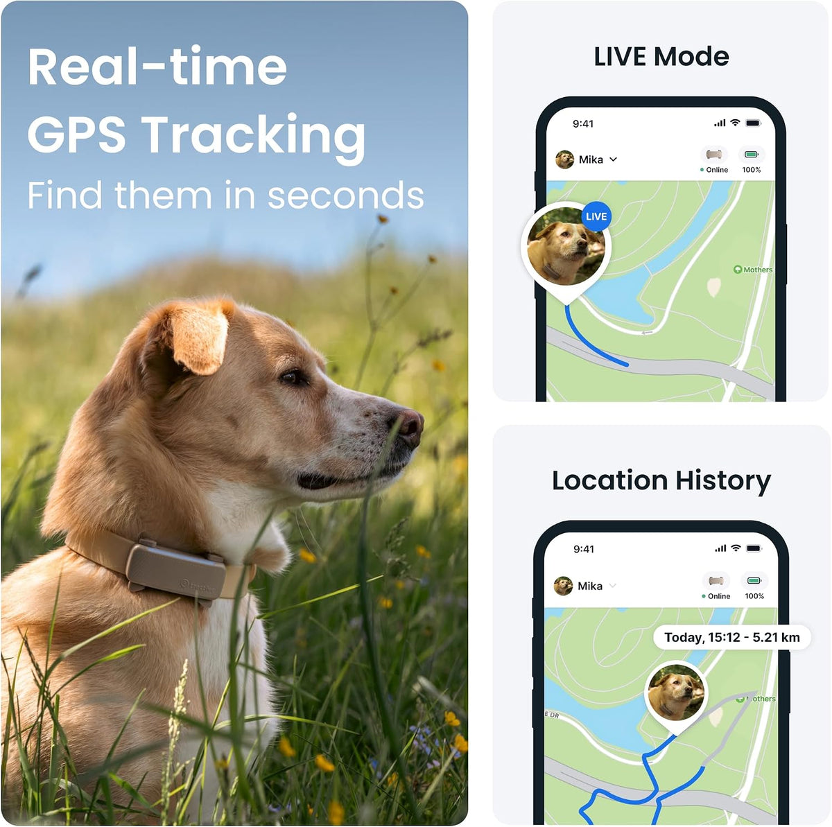 GPS Dog Tracker | 2025 Edition | Market Leader | Real-Time Location Tracking | Escape Alerts | Activity Monitoring | Health Alerts | Bark Monitoring (Brown)