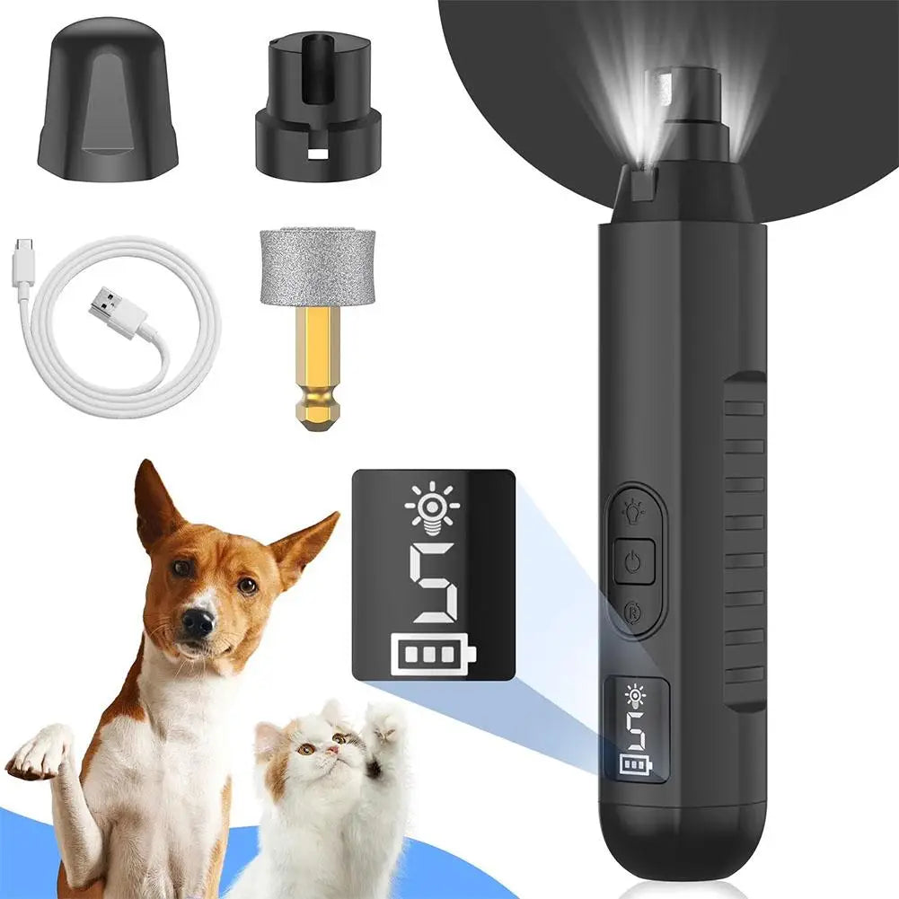 Electric Pet Nail Grinder 5 Speed, Low Noise, Rechargeable for Dogs & Cats, Professional Pet Nail Trimmer Grooming Tool