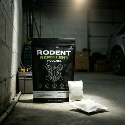 Rodent Repellent Pouches (12 Pouches) – Natural Rodent Repellent with Peppermint & Cinnamon Oils, Kids and Pets Safe Rodent Repellent, Long Lasting Rodent Control