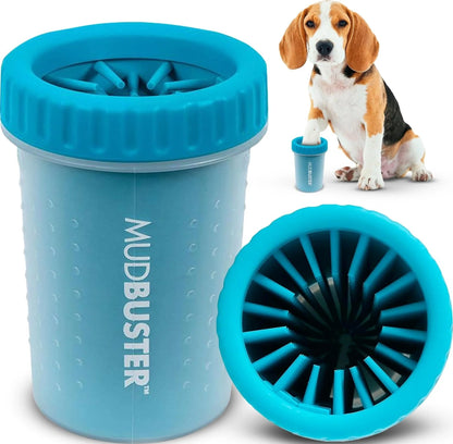 Mudbuster Portable Dog Paw Cleaner - Medium Size, Blue Silicone Bristles