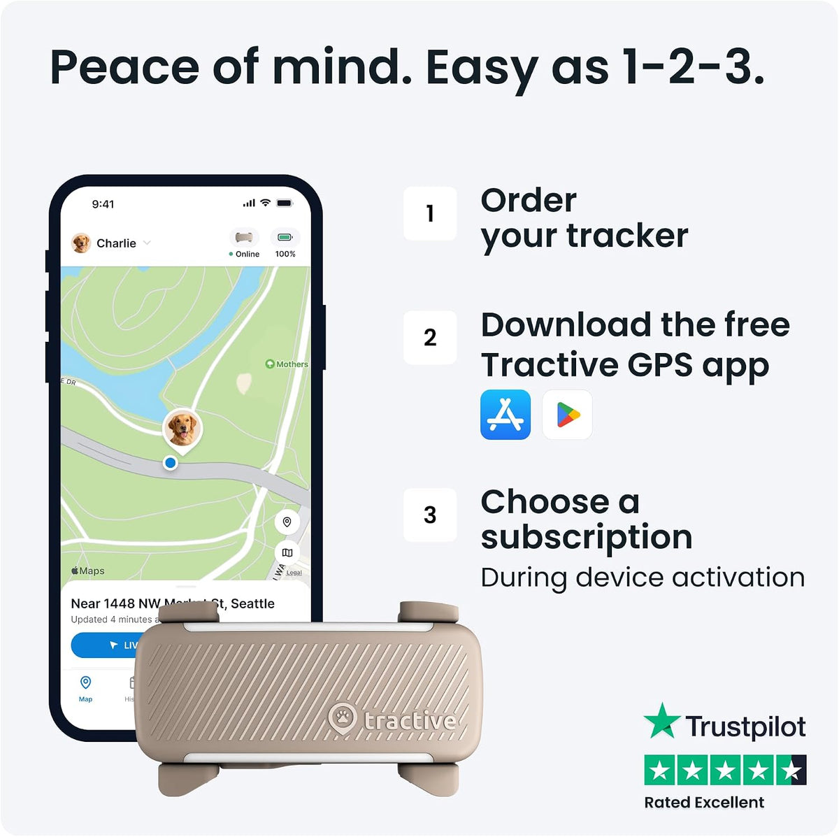 GPS Dog Tracker | 2025 Edition | Market Leader | Real-Time Location Tracking | Escape Alerts | Activity Monitoring | Health Alerts | Bark Monitoring (Brown)