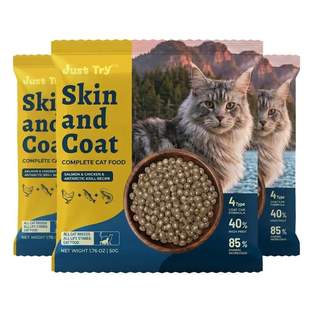 JUST TRY Hairball Formula Dry Cat Food, 40% Protein, Chicken & Salmon Flavor, Hairball Control, Digestive Health Support, with Cat Grass, Pumpkin, Taurine, Psyllium Husk & Cranberry, Grain Free Cat Food, 5Lb. #Sohochic
