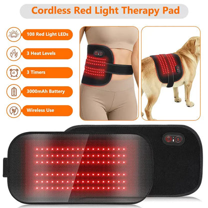 108Leds Red Light Therapy Pad for Pet Infrared Light Therapy Portable Mat for Dogs and Cats Joint & Back Arthritis Pain Relief