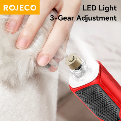 Pet Electric Nail Grinder Rechargeable Dog Paw Grooming Nail Clipper LED Light 7 Speeds Adjustable Cat Claw Nail Grinder