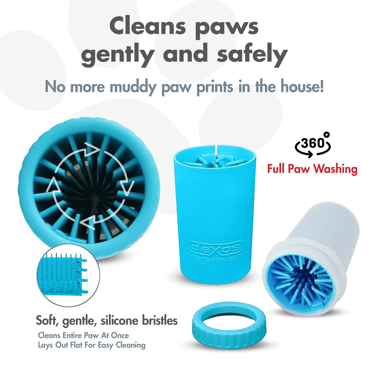 Mudbuster Portable Dog Paw Cleaner - Medium Size, Blue Silicone Bristles